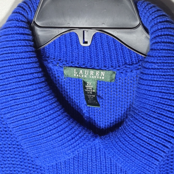 Ralph Lauren Blue Toggle Button Up Cardigan Sweater W/ Pockets, 2X - Picture 2 of 11